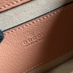 GUCCI OPHIDIA MINI 17 HANDBAG IN LIGHT PINK CANVAS