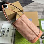 GUCCI OPHIDIA SMALL 25 TOTE BAG IN LIGHT PINK CANVAS