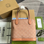 GUCCI OPHIDIA SMALL 25 TOTE BAG IN LIGHT PINK CANVAS