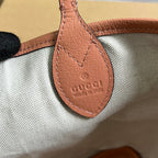 GUCCI OPHIDIA SMALL 25 TOTE BAG IN LIGHT PINK CANVAS
