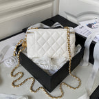CHANEL SMALL VANITY CASE 17 IN WHITE CALFSKIN GOLD HARDWARE