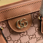 GUCCI OPHIDIA SMALL 24 TOTE BAG IN BLUSH PINK CANVAS AND CALFSKIN