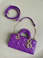 DIOR D-JOY BAG 22 IN VIOLET PURPLE LAMBSKIN