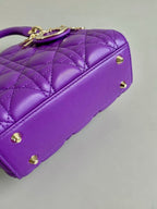 DIOR LADY 17 IN VIOLET PURPLE LAMBSKIN WITH CANNAGE PATTERN