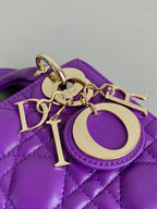 DIOR LADY 17 IN VIOLET PURPLE LAMBSKIN WITH CANNAGE PATTERN