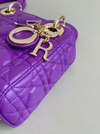 DIOR LADY 17 IN VIOLET PURPLE LAMBSKIN WITH CANNAGE PATTERN