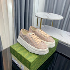 GUCCI SNEAKER FLATFORM PASTEL PINK CANVAS