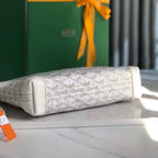 CONTI POUCH 24 IN WHITE LAMBSKIN AND GOYARDINE CANVAS
