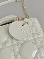 DIOR MINI D-JOY BAG 17 IN WHITE LAMBSKIN