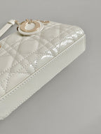 DIOR MINI D-JOY BAG 17 IN WHITE LAMBSKIN