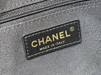CHANEL 25S  QUILTED CAVIAR BOWLING BAG 27 IN BLACK CALFSKIN