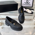 CHANEL MOASINS black 1 CALFSKIN
