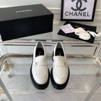 CHANEL MOASINS white CALFSKIN
