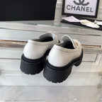CHANEL MOASINS white CALFSKIN