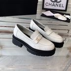 CHANEL MOASINS white CALFSKIN