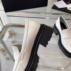 CHANEL MOASINS white CALFSKIN
