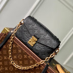 LOUIS VUITTON POCHETTE MÉTIS EAST WEST 21 IN GUN METAL EMBOSSED CALFSKIN GOLD HARDWARE