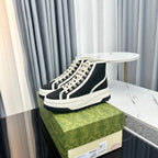GUCCI HIGH TOP SNEAKER FLATFORM BLACK CANVAS