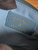 CHANEL CLASSIC SMALL 15 ZIPPED POUCH IN TEAL GREEN GRAINED CALFSKIN
