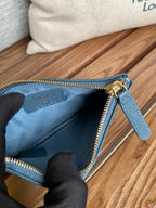 CHANEL CLASSIC SMALL 15 ZIPPED POUCH IN TEAL GREEN GRAINED CALFSKIN