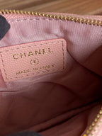 CHANEL CLASSIC SMALL 15 ZIPPED POUCH IN LIGHT PINK GRAINED CALFSKIN