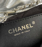 CHANEL HOBO MINI 20CM SILVER LAMBSKIN