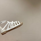 HERMES STRAW SOLE SANDAL WHITE LAMBSKIN