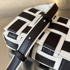 BOTTEGA VENETA MINI CASSETTE 23 IN BLACK WHITE CALFSKIN