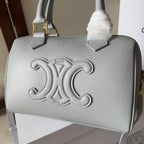 CELINE EMBOSSED  TOP HANDLE BAG 20 IN GREY CALFSKIN