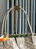 SAINT LOUIS PM 40 IN GREY MIX GREEN GOYARDINE CANVAS AND CALFSKIN