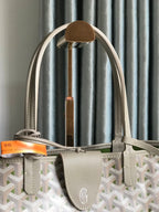 SAINT LOUIS PM 34 IN GREY MIX GREEN GOYARDINE CANVAS AND CALFSKIN
