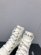 CHANEL MARTIN SHORT BOOTS WHITE MIX BLACK LAMBSKIN