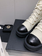 CHANEL MARTIN SHORT BOOTS WHITE MIX BLACK LAMBSKIN
