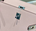 HERMES KELLY 25CM IN EPSOM MAUVE SWIFT CALFSKIN SILVER HARDWARE