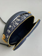 DIOR SIGNATURE 18 OVAL BAG IN BLUE OBLIQUE JACQUARD