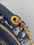 DIOR SIGNATURE 18 OVAL BAG IN BLUE OBLIQUE JACQUARD