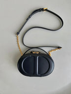 DIOR SIGNATURE 18 OVAL BAG IN BLACK CALFSKIN