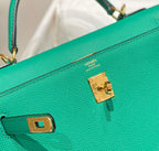HERMES KELLY 25CM IN VERT VERTIGO EPSOM CALFSKIN GOLD HARDWARE