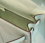 HERMES KELLY 25CM IN VERT FIZZ SWIFT CALFSKIN SILVER HARDWARE