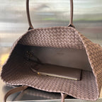 BOTTEGA VENETA LARGE CABAT 51 IN SADDLE BROWN LAMBSKIN