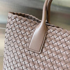 BOTTEGA VENETA SMALL CABAT 32 IN SADDLE BROWN LAMBSKIN