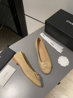 CHANEL BALLET FLAT BEIGE CREAM LAMBSKIN