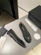 CHANEL BALLET FLAT BLACK LAMBSKIN