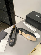 CHANEL BALLET FLAT BLACK LAMBSKIN