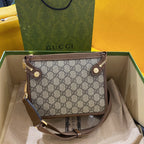 GUCCI SMALL 21 CROSSBODY BAG WITH TAG IN BEIGE CANVAS AND BROWN CALFSKIN