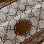 GUCCI SMALL 21 CROSSBODY BAG WITH TAG IN BEIGE CANVAS AND BROWN CALFSKIN