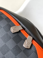 LOUIS VUITTON LV 25S BUMBAG 37 IN BLACK AND ORANGE COATED MONOGRAM CALFSKIN