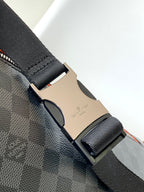 LOUIS VUITTON LV 25S BUMBAG 37 IN BLACK AND ORANGE COATED MONOGRAM CALFSKIN