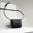 CELINE Triomphe 11 BLACK Shiny Calfskin Handbag