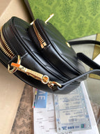 GUCCI MARMONT HEART BAG 20 IN BLACK CALFSKIN GOLD HARDWARE
